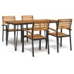 Juego de comedor de jardín 5 pzas madera maciza acacia y metal