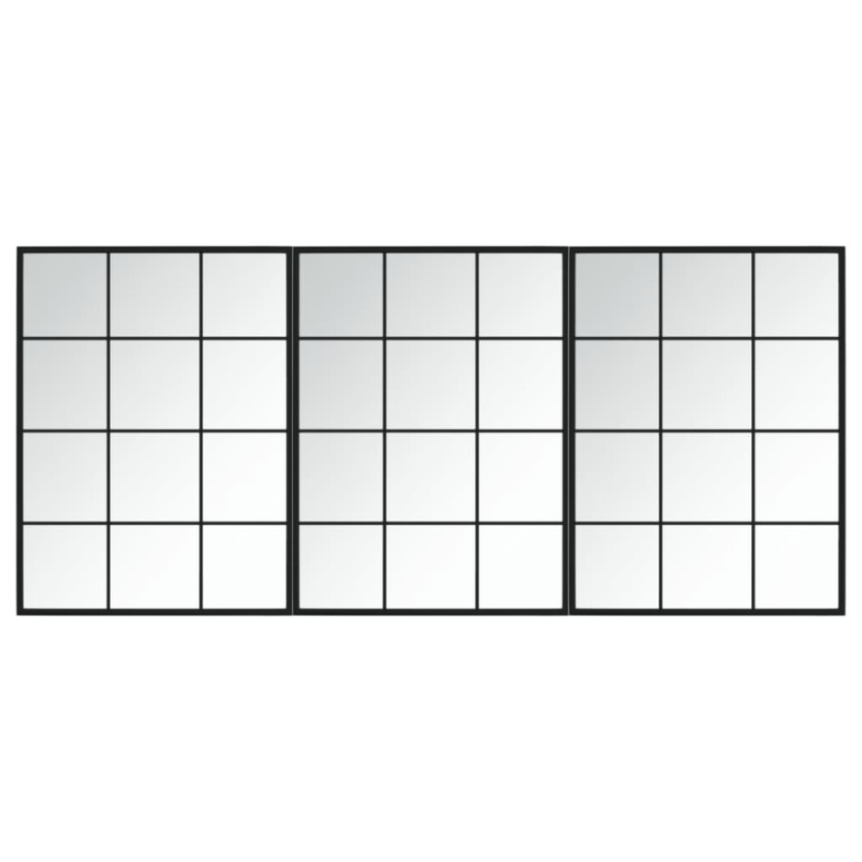 Espejos de pared 3 uds metal negro 80x60
