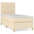 Cama box spring con colchón tela color crema 100x200