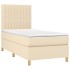 Cama box spring con colchón tela color crema 100x200
