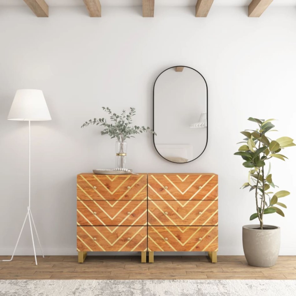 Armario auxiliar 2 uds madera mango marrón negro