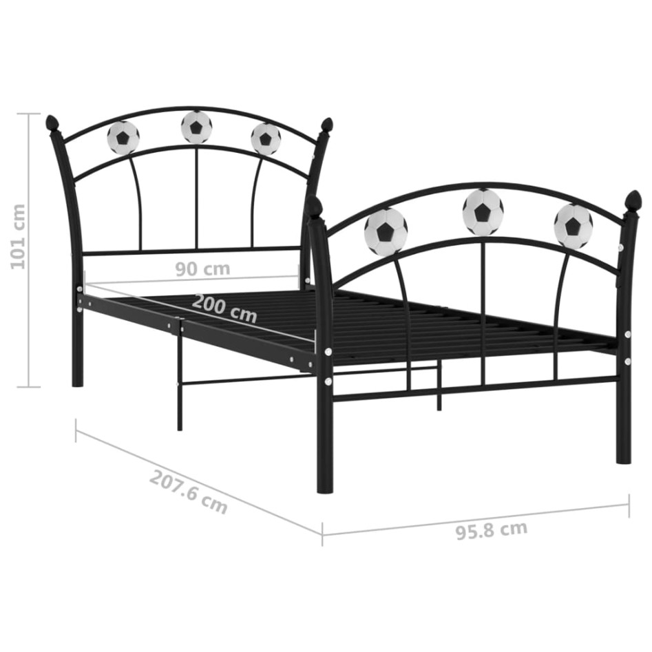 Estructura de cama sin colchón metal negro 90x200