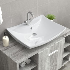 Lavabo de cerámica rectangular con orificio de grifo y