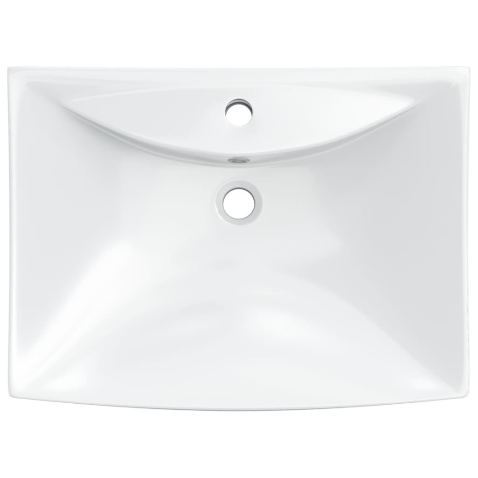 Lavabo de cerámica rectangular con orificio de grifo y