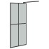 Mampara ducha con estante vidrio ESG y aluminio negro 90x195