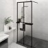 Mampara ducha con estante vidrio ESG y aluminio negro 80x195
