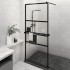 Mampara ducha con estante vidrio ESG y aluminio negro 90x195