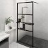 Mampara ducha con estante vidrio ESG y aluminio negro
