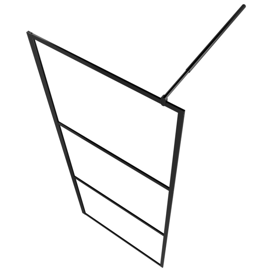 Mampara ducha con estante vidrio ESG y aluminio negro