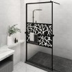 Mampara ducha con estante vidrio ESG y aluminio negro 115x195cm