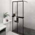 Mampara ducha con estante vidrio ESG y aluminio negro 80x195