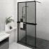 Mampara ducha con estante vidrio ESG y aluminio negro