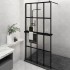 Mampara ducha con estante vidrio ESG y aluminio negro