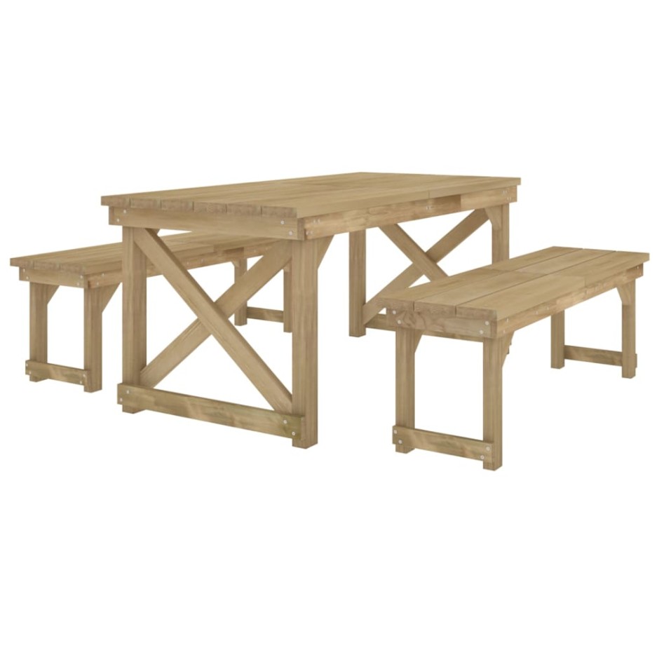 Set de comedor para jardín 3 pzas madera maciza pino