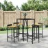 Mesa bar y taburetes jardín 5 pzas madera acacia ratán PE