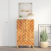 Aparador de madera maciza mango marrón y negro 60x33,5x100 cm