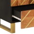 Aparador de madera maciza mango marrón y negro 60x33,5x100
