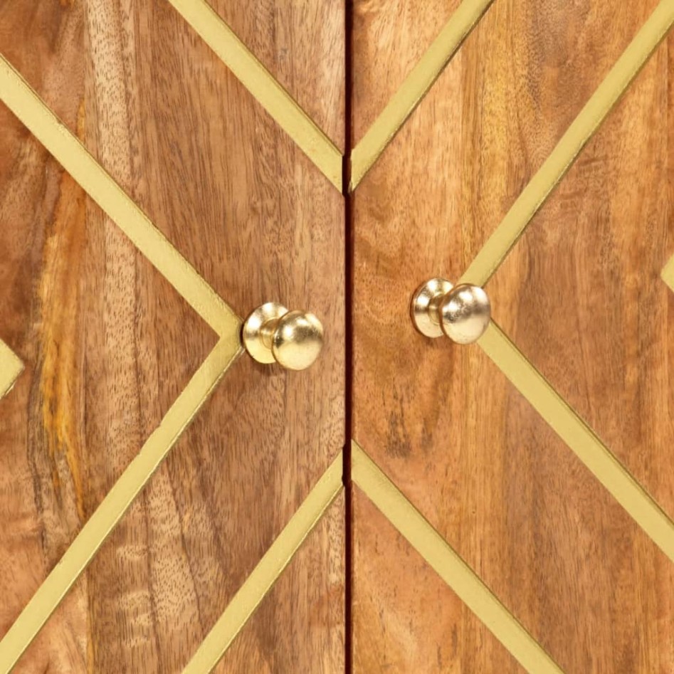 Aparador de madera maciza mango marrón y negro 60x33,5x100