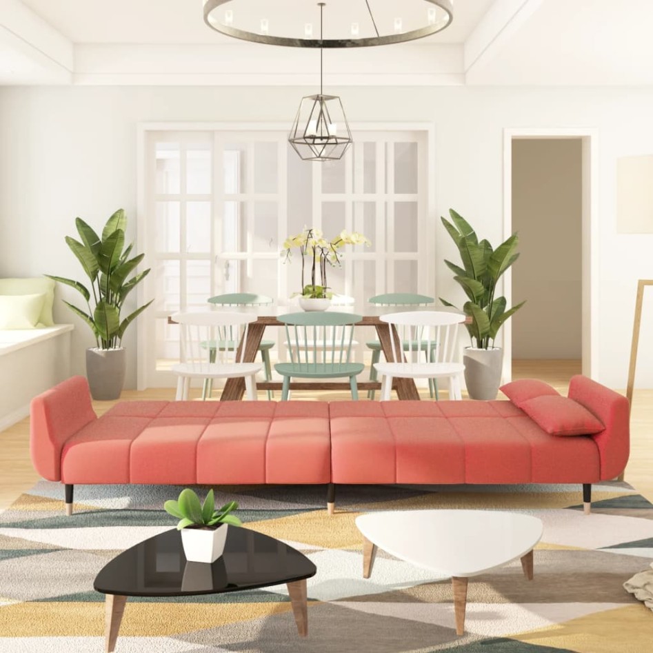 Sofá cama de 2 plazas con dos cojines terciopelo