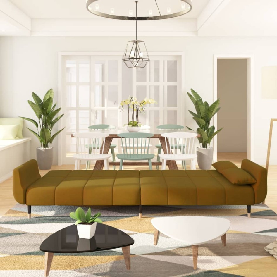 Sofá cama de 2 plazas con dos cojines terciopelo