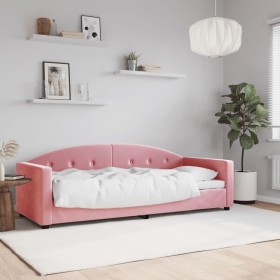 Sofá cama sin colchón terciopelo rosa 80x200