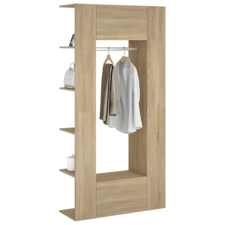 Muebles de recibidor 2 uds madera contrachapada roble