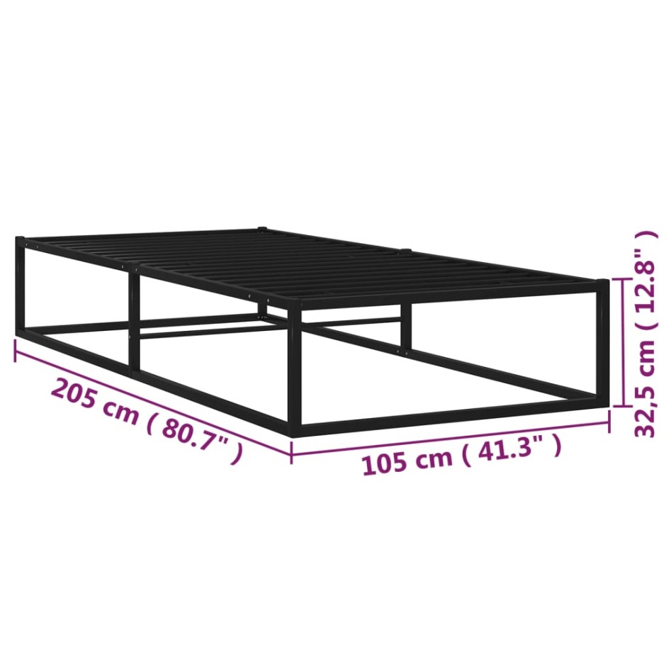 Estructura de cama sin colchón metal negro 100x200
