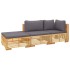 Juego muebles de jardín 3 piezas y cojines madera maciza