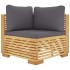 Juego muebles de jardín 3 piezas y cojines madera maciza