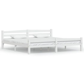 Estructura de cama de madera maciza de pino blanca 200x200