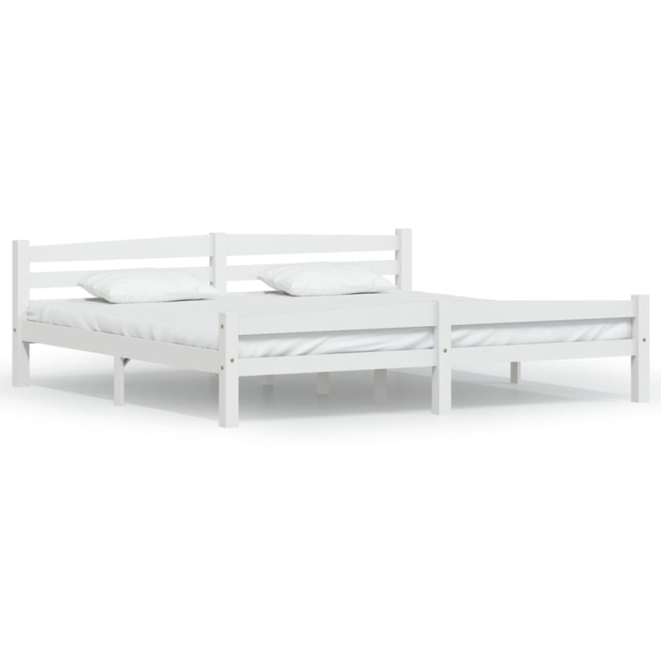 Estructura de cama de madera maciza de pino blanca 200x200