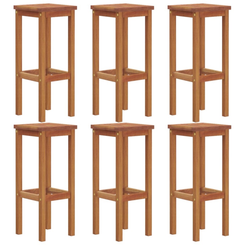 Mesa y taburetes altos de jardín 7 pzas madera maciza