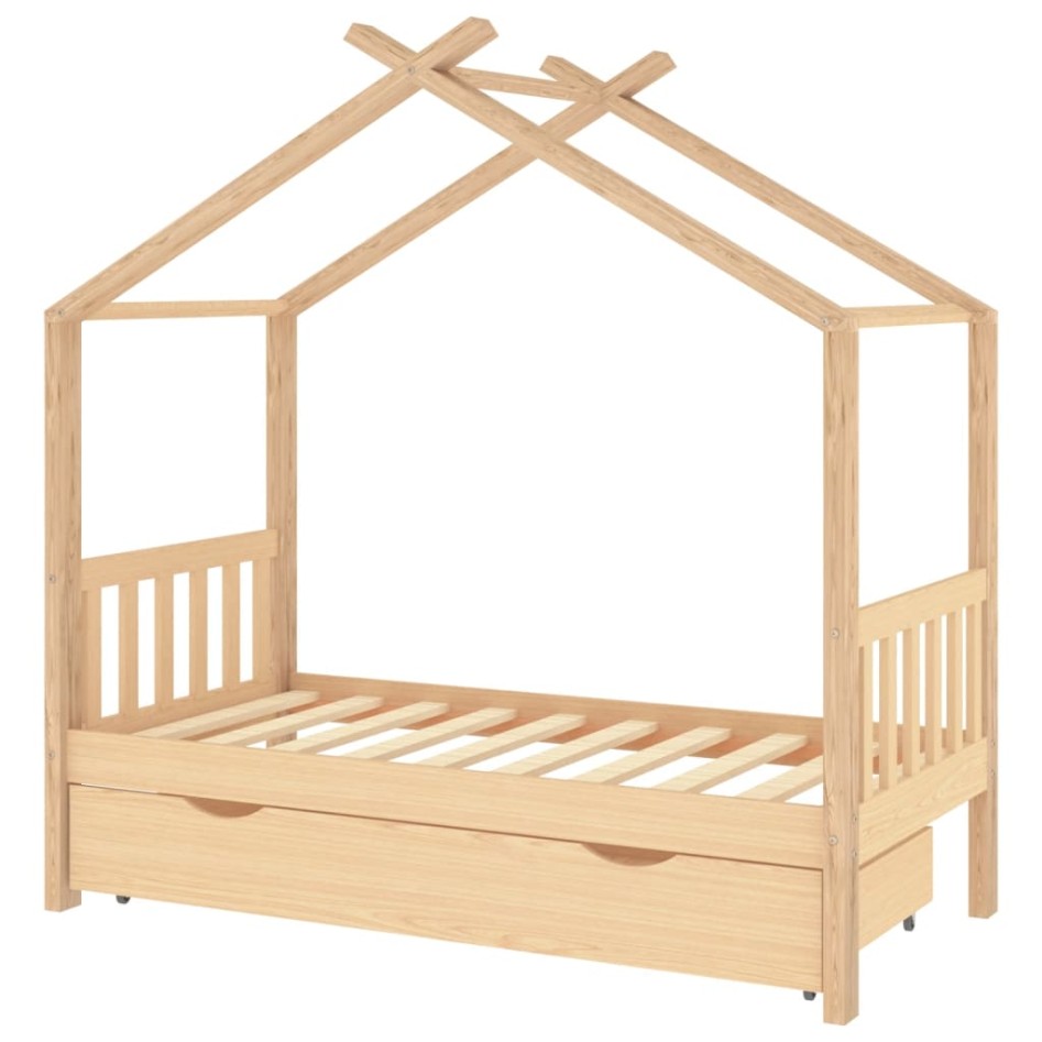 Estructura cama infantil con cajón madera pino maciza 80x160