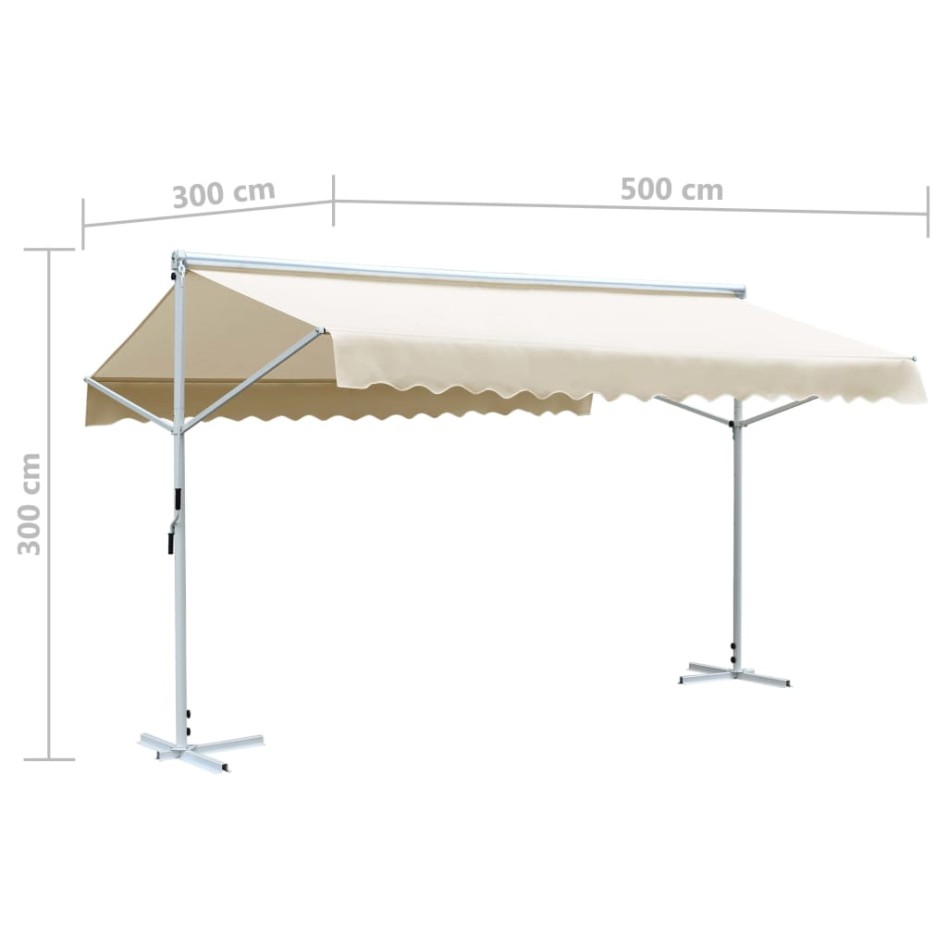 Toldo de pie independiente color crema 500x300