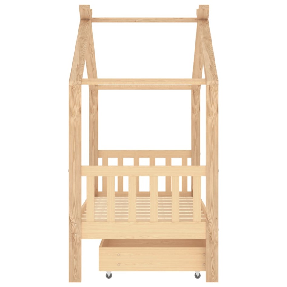 Estructura cama infantil con cajón madera pino maciza 80x160