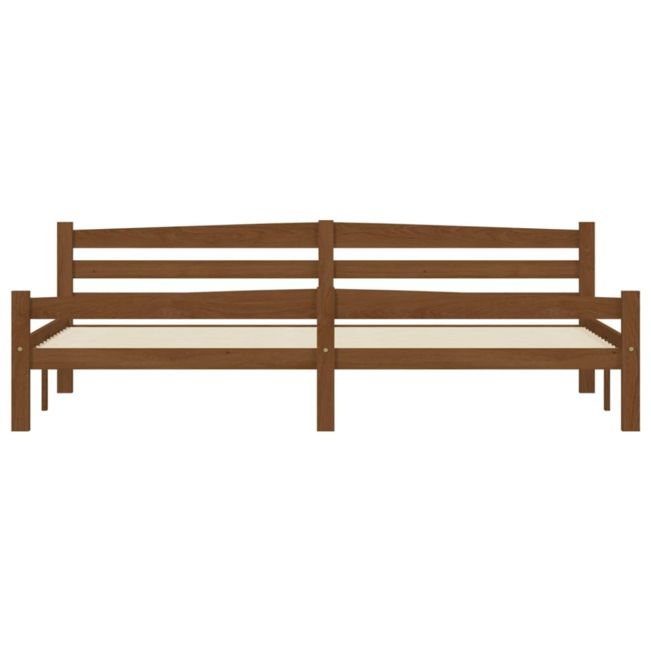 Estructura de cama madera maciza pino marrón miel 200x200