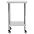 Mesa de trabajo para cocina con ruedas acero inox 60x60x85