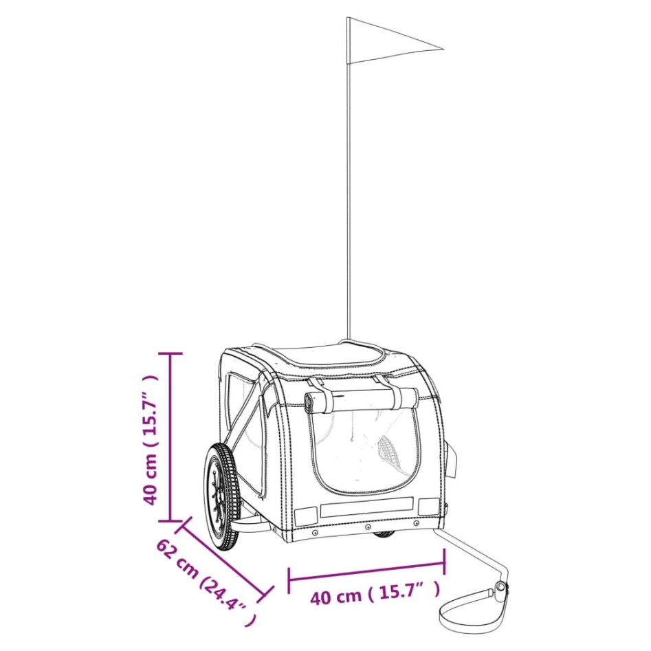 Remolque de bicicleta mascotas hierro tela Oxford naranja