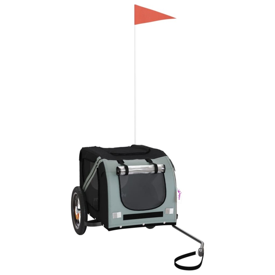 Remolque de bicicleta mascotas hierro tela Oxford gris