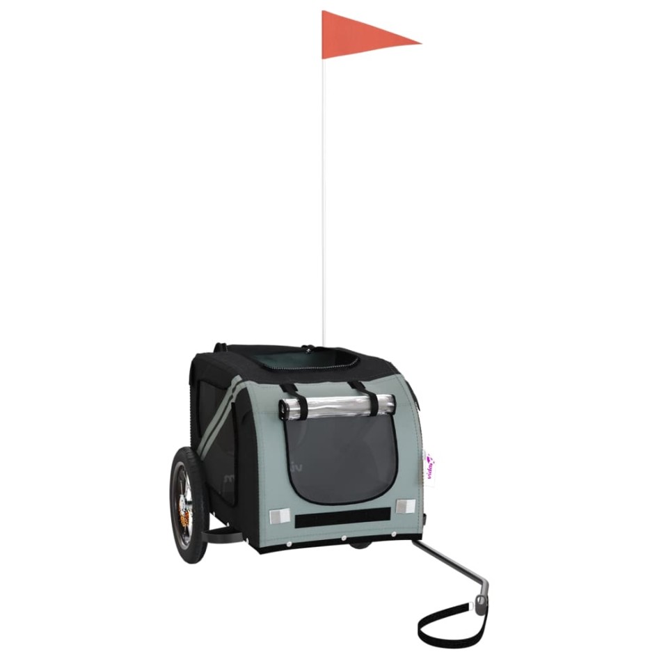 Remolque de bicicleta mascotas hierro tela Oxford gris