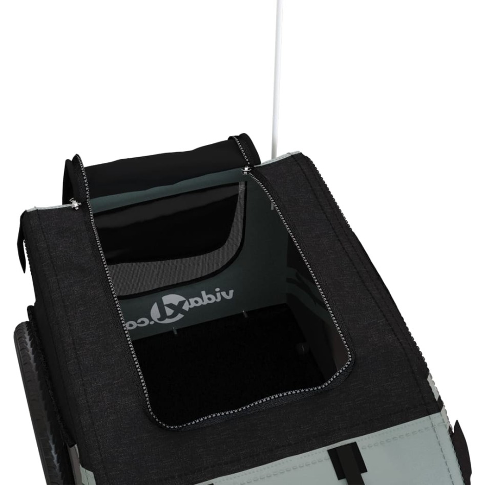 Remolque de bicicleta mascotas hierro tela Oxford gris