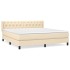 Cama box spring con colchón tela color crema 160x200