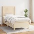 Cama box spring con colchón tela color crema 100x200