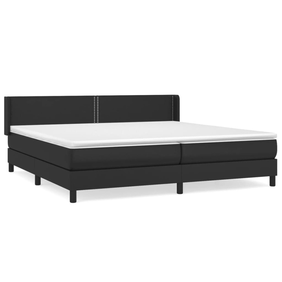 Cama box spring con colchón cuero sintético negro 200x200
