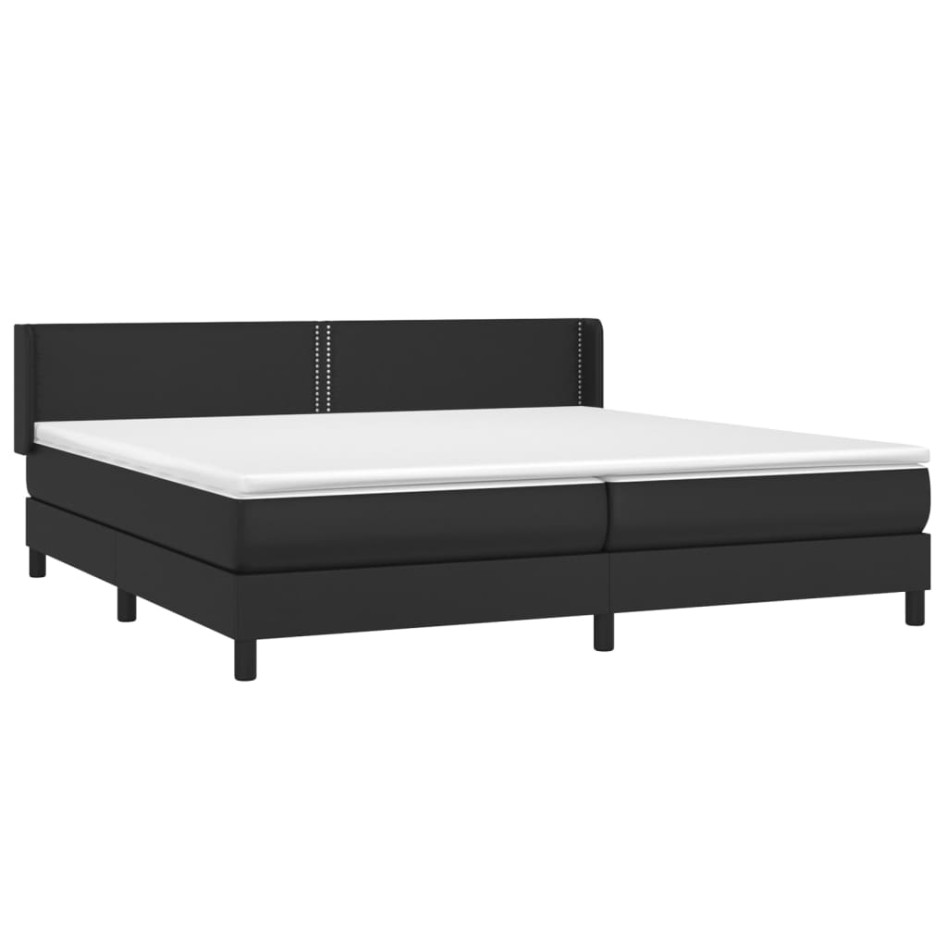 Cama box spring con colchón cuero sintético negro 200x200