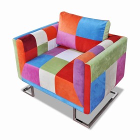 Sillón cubo con diseño de retales tela Patchwork patas