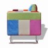 Sillón cubo con diseño de retales tela Patchwork patas