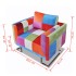 Sillón cubo con diseño de retales tela Patchwork patas