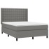 Cama box spring colchón y luces LED tela gris oscuro 140x190