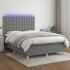 Cama box spring colchón y luces LED tela gris oscuro 140x190